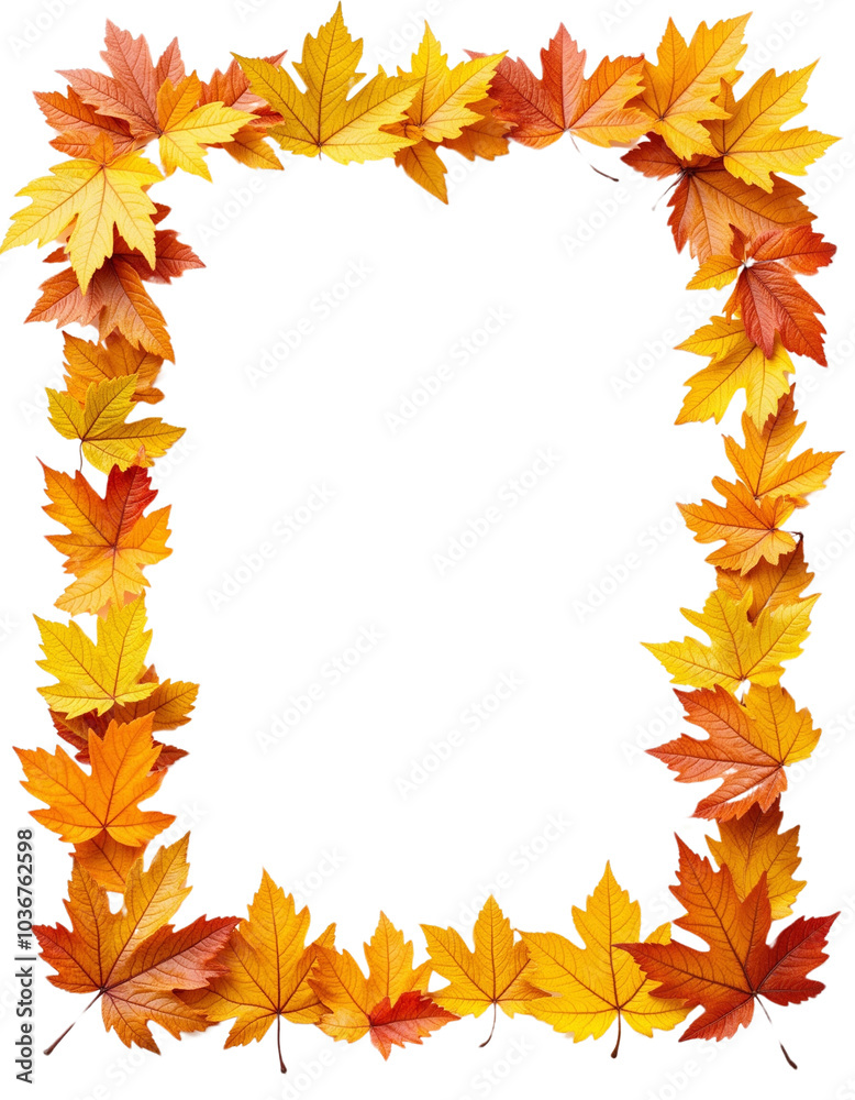 Fototapeta premium Autumn Leaves Forming a Decorative Frame with Vivid Colors