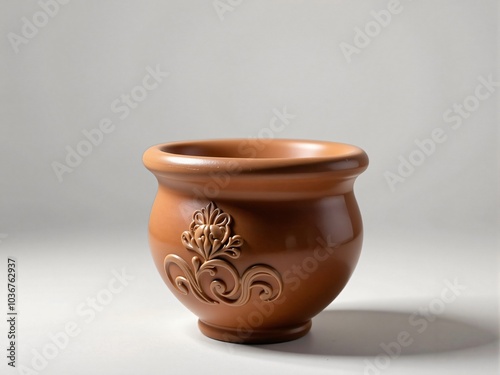 Wallpaper Mural Empty brown flower pot standing on white background Torontodigital.ca