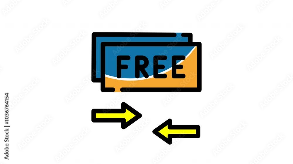 Two stacked rectangles with the word FREE and yellow arrows pointing left and right is suitable for promotional material design.
Two stacked rectangles with the word FREE and yellow arrows pointing left and right is suitable for promotional material design.