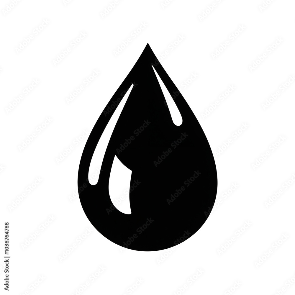 Black Drop Icon Representing Liquid or Oil with Glossy Finish Black Drop Icon Representing Liquid or Oil with Glossy Finish