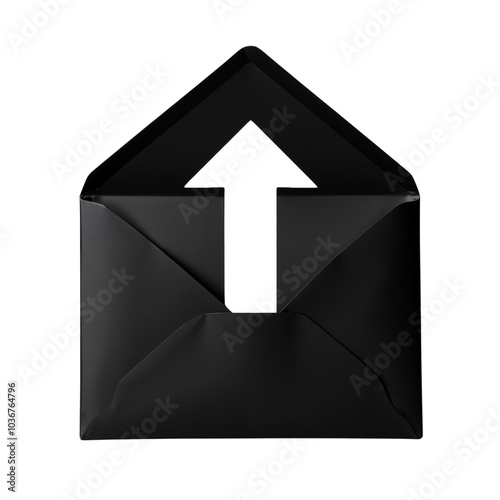 Black Envelope with Arrow Symbolizing Sending or Uploading Messages.