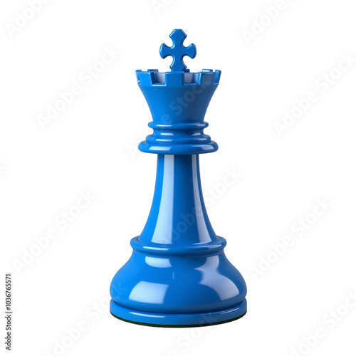 Blue Chess King Piece Isolated on a Clean Background Display.