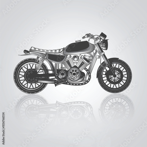 Sport motorcycle icons, vintage motorcycles, unique icons, bike logos with a silver background