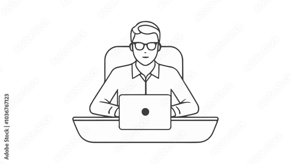 simple vector illustration of person working with laptop/computer simple vector illustration of person working with laptop/computer