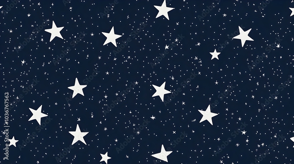 Minimalist Digital Pattern of Repeating Stars on Dark Navy Night Sky Background Minimalist Digital Pattern of Repeating Stars on Dark Navy Night Sky Background