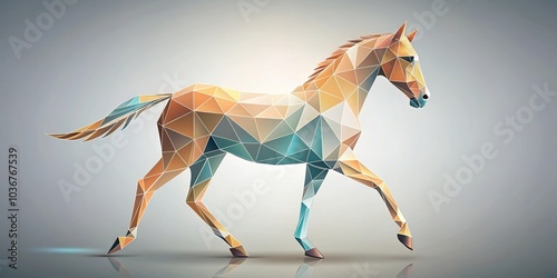 Abstract polygon background with asymmetrical horse silhouette photo