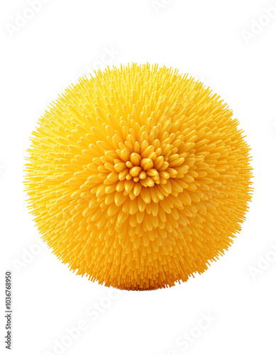 Bright Yellow Textured Sphere with Spiky Surface Features.