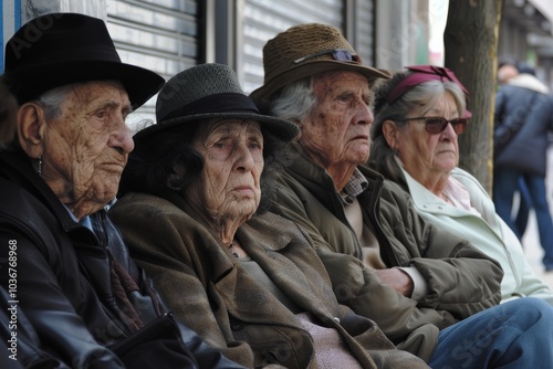 Unidentified old people sitting in the street. Paris is the capital and the most populous city of France.