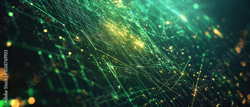 Emerald Matrix Of Digital Lines And Luminous Patterns photo