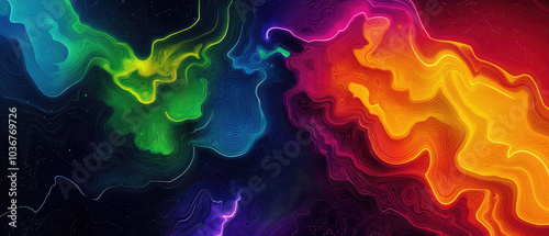 Naklejka Dynamic Abstract Art With Vibrant Multicolored Currents
