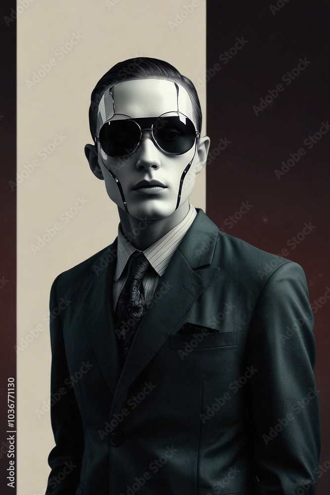 Portrait of a Masked Futuristic Human A Retrofuturistic Moodboard Featuring Cyberpunk Aesthetics and Dramatic Split Toning Lighting in Contemporary Illustration Style Portrait of a Masked Futuristic Human A Retrofuturistic Moodboard Featuring Cyberpunk Aesthetics and Dramatic Split Toning Lighting in Contemporary Illustration Style