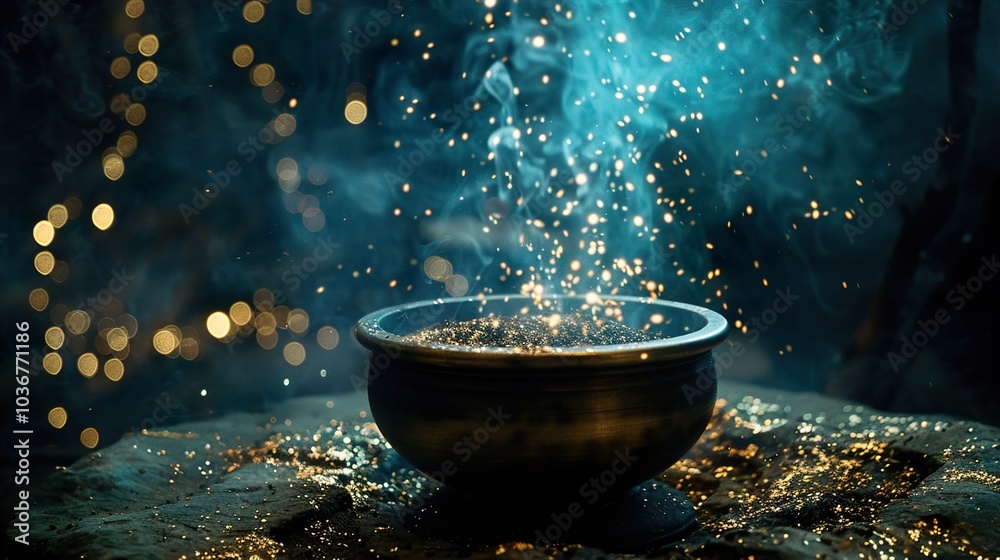 Mystical Incense Burning with Smoke and Sparkles