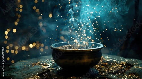 Mystical Incense Burning with Smoke and Sparkles