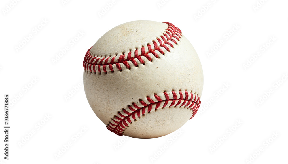 Classic Baseball Sphere with Red Stitching and White Surface Classic Baseball Sphere with Red Stitching and White Surface