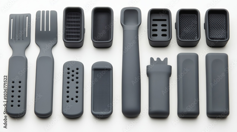 Gray Kitchen Utensils Set Modern Design Cooking Tools Food Prep Silicone Utensils Gray Kitchen Utensils Set Modern Design Cooking Tools Food Prep Silicone Utensils