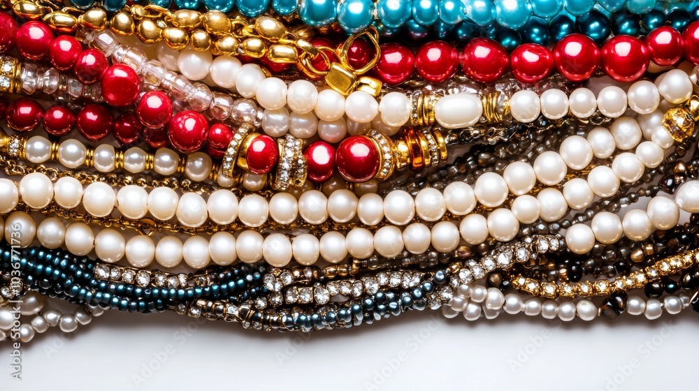 Elegant Pearl Red Blue Beaded Jewelry Necklace Background Elegant Pearl Red Blue Beaded Jewelry Necklace Background