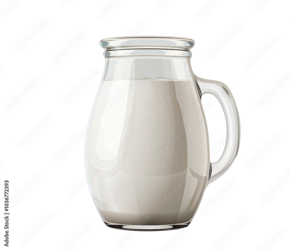 Clear Glass Jug Containing Fresh White Milk on a Simple Background Clear Glass Jug Containing Fresh White Milk on a Simple Background