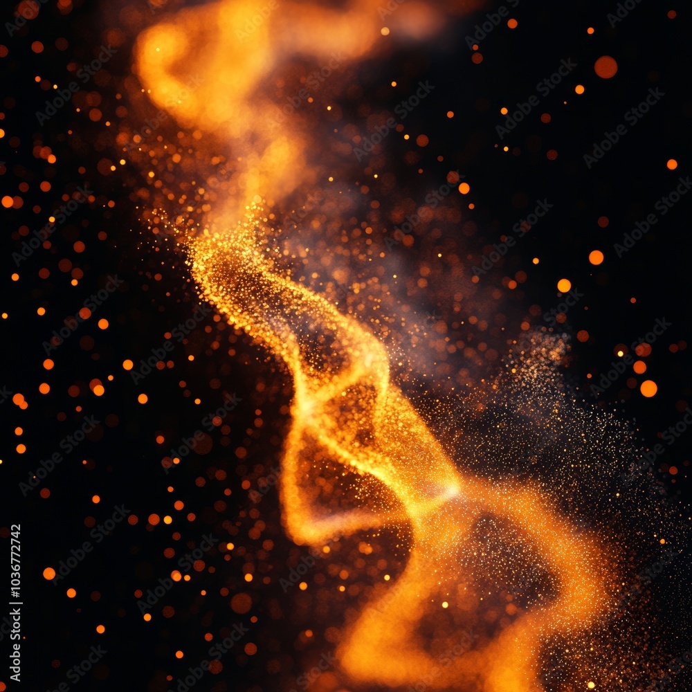 Vibrant Orange Particle Trail on a Black Background A Creative Visual Arts Representation Vibrant Orange Particle Trail on a Black Background A Creative Visual Arts Representation