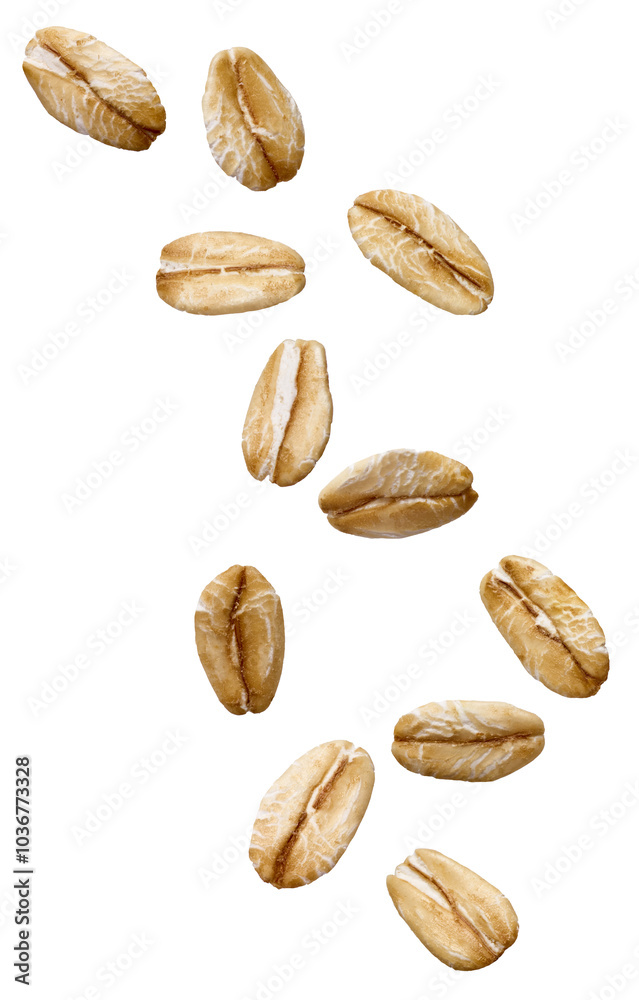 Obraz premium oat food cereal grain healthy oatmeal organic breakfast flake ingredient seed diet meal falling dry