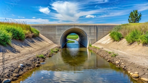 Cement bridge over irrigation ditch with culvert