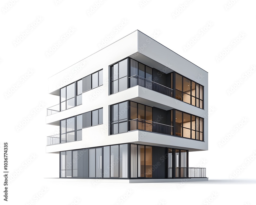 Sleek Minimalist Apartment Building with Clean Architectural Design Sleek Minimalist Apartment Building with Clean Architectural Design