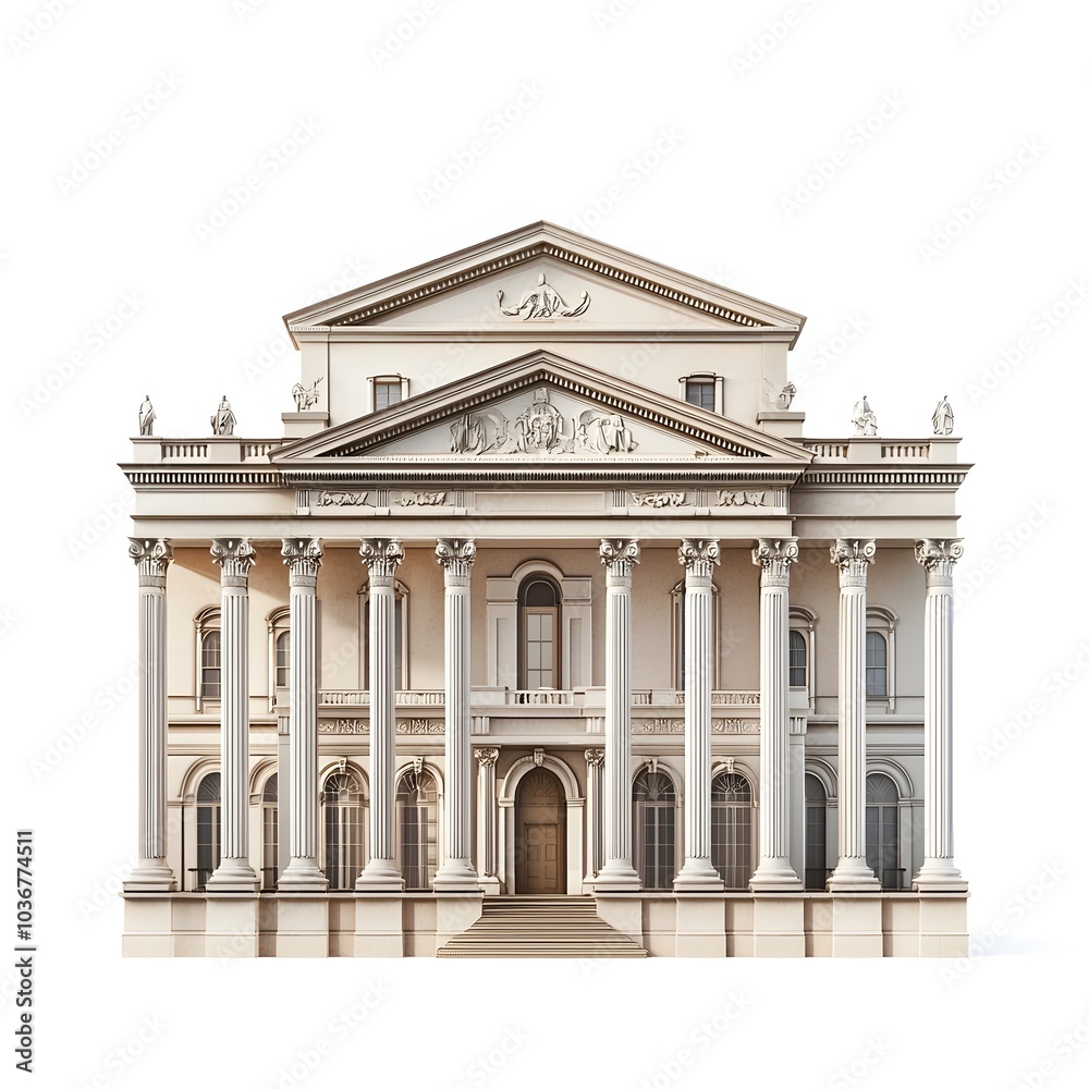 Obraz premium Majestic Neoclassical Opera House with Ornate Columns and Facade Representing Culture and Elegance