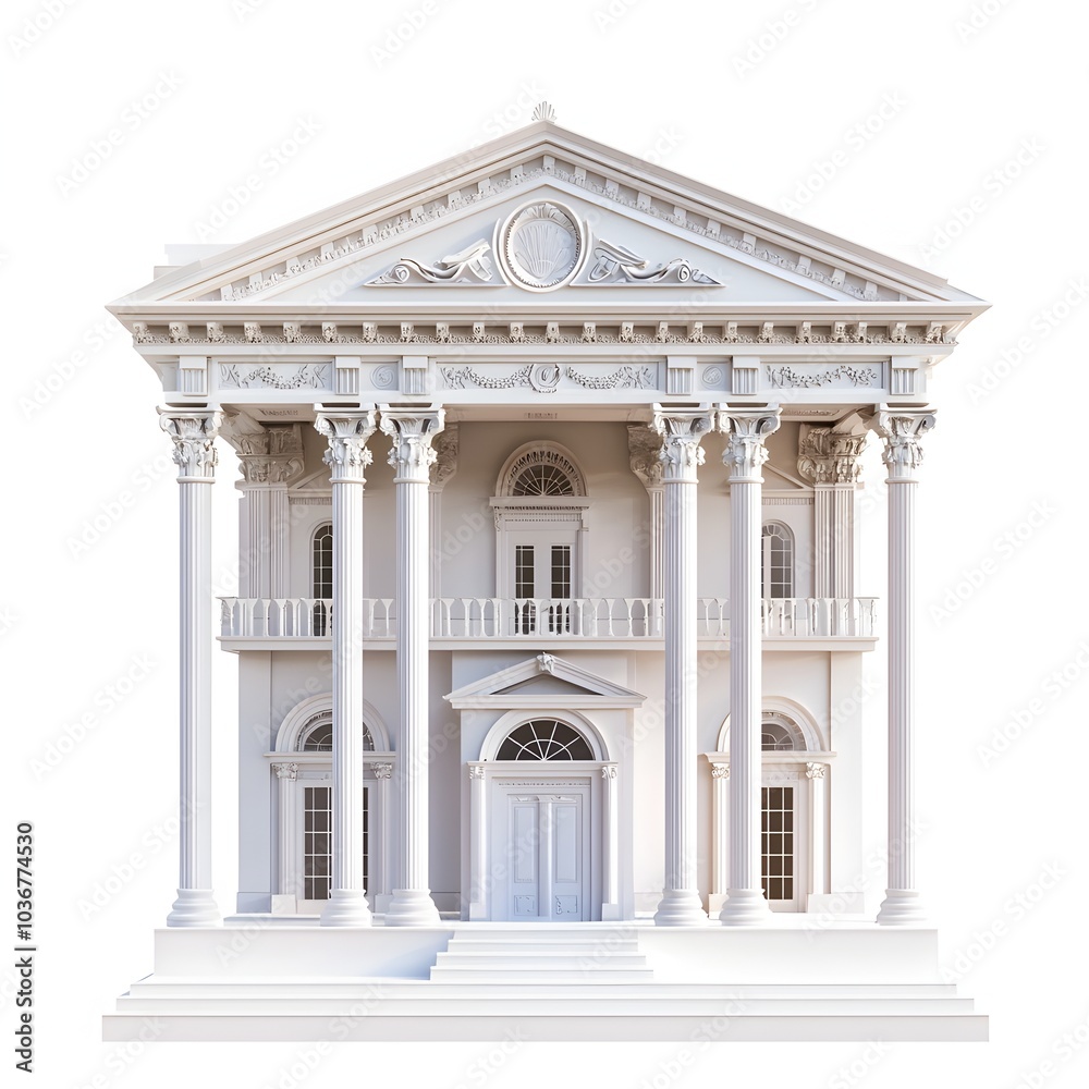 Majestic Classical Opera House with Ornate Facade Standing Alone on White Background Majestic Classical Opera House with Ornate Facade Standing Alone on White Background