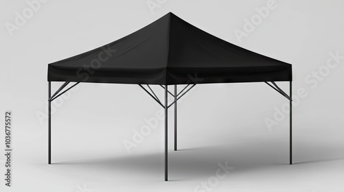 Minimal black pop-up tent mockup with a sleek design, standing against a simple backdrop, perfect for branding.