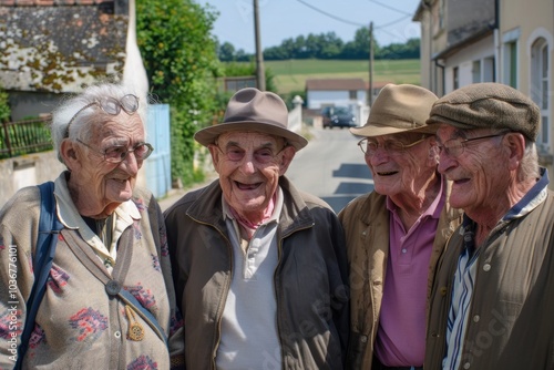 Group of senior men having fun on a sunny day in the countryside