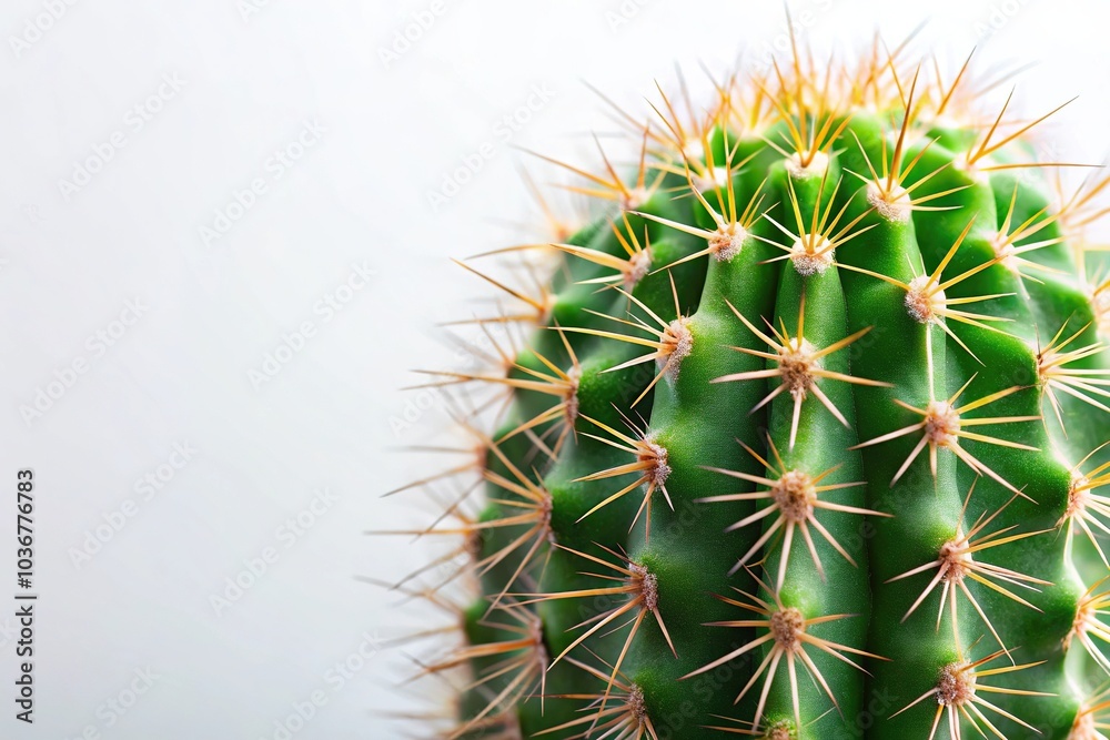 Close-up of a cactus tip against a white background Close-up of a cactus tip against a white background