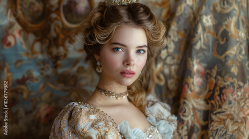 Beautiful renaissance woman wearing a elegant dress