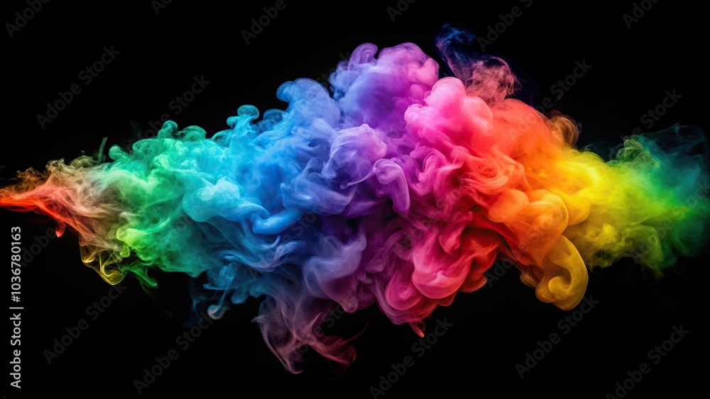 Colorful smoke cloud on black background Colorful smoke cloud on black background