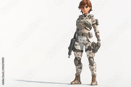 A Female Soldier Standing in Full Gear