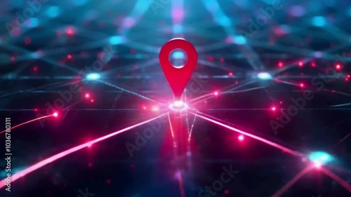 Navigator location point at street background. Technology interenet and travel adventure concept