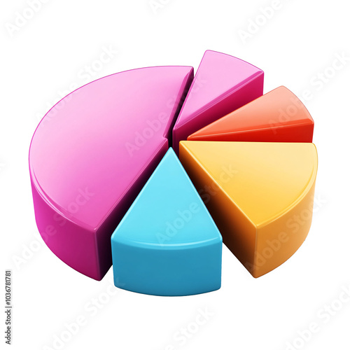 3d pie chart insider trading icon on transparent background, Detailed Circular Chart 3D Icon on transparent, Pie chart 3d render icon isolated on transparent background.