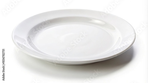 Empty white plate isolated on white background