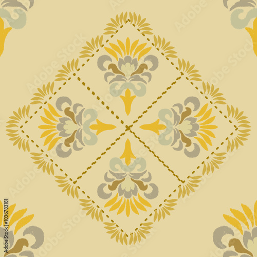 Geometric, ethnic oriental ikat seamless pattern treditional Design for background, carpet wallpaper, clothing, wrapping, batik, fabric, Vector illustration, embroidery style.  
