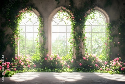 An enchanting wedding backdrop with lush greenery generative AI 