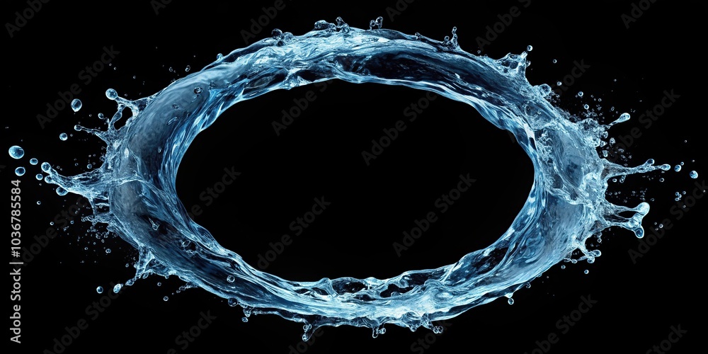 Naklejka premium Close-up water splash round shape isolated on black background