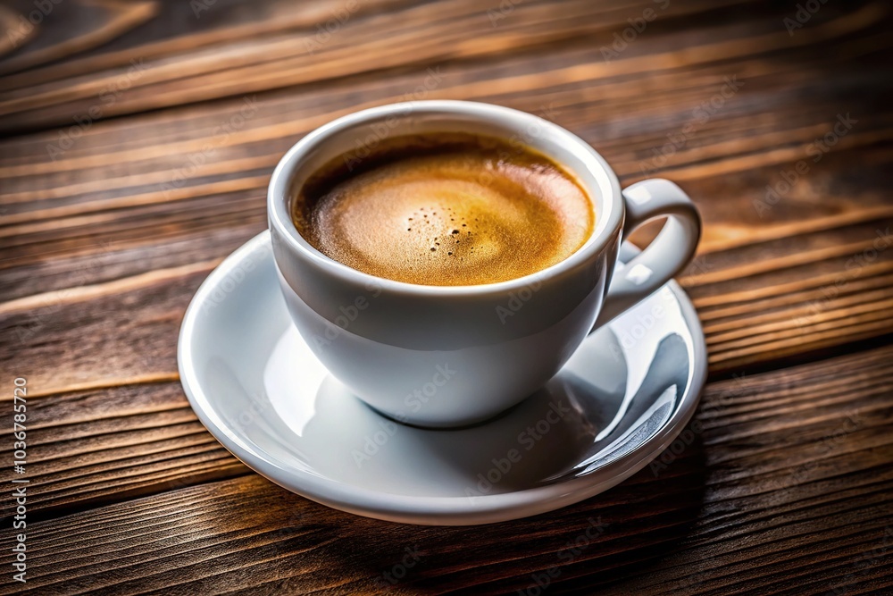 Close-up of a freshly brewed cup of coffee with crema on top, aromatic, beverage, coffee Close-up of a freshly brewed cup of coffee with crema on top, aromatic, beverage, coffee