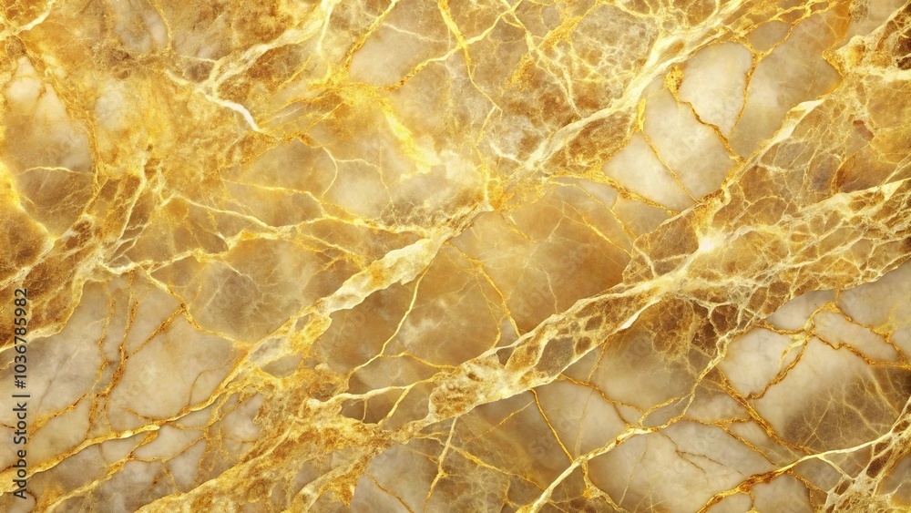 Fototapeta premium Gold marble with subtle veins and polished surface background in forced perspective