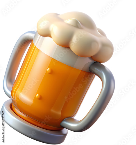 A cartoonish mug of beer with foam on top