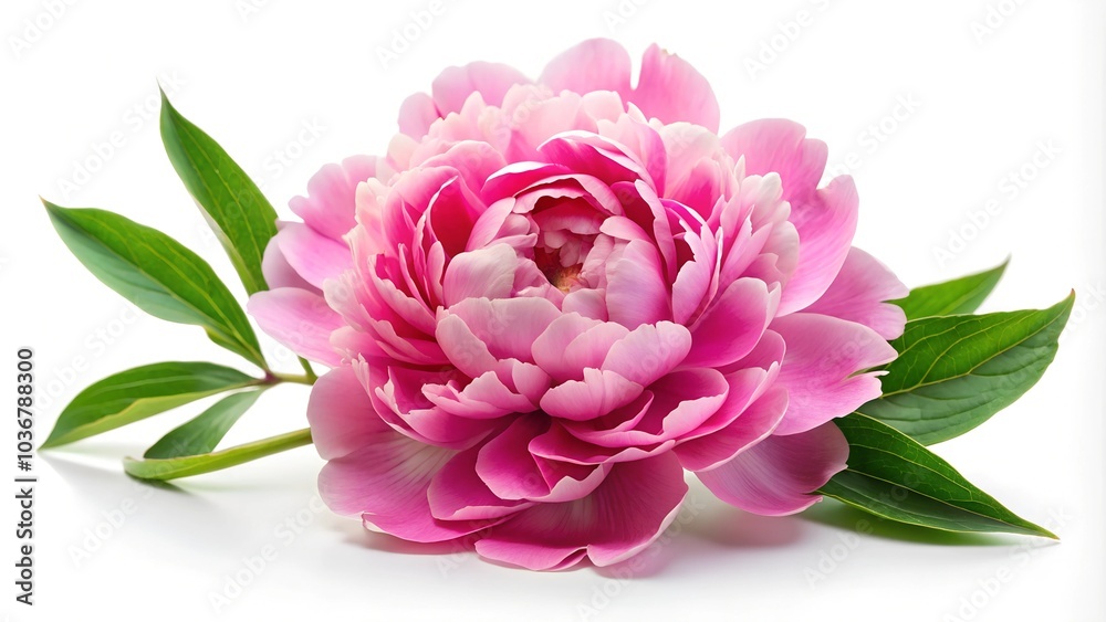 A stunning peony flower on a white background, highlighting its full blooms and soft pastel colors. A stunning peony flower on a white background, highlighting its full blooms and soft pastel colors.