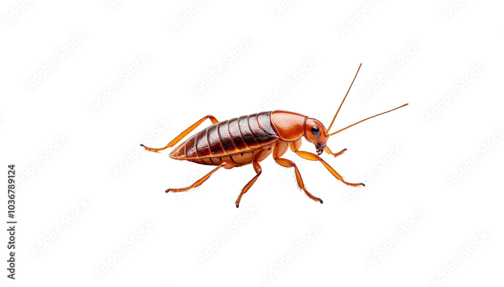 Detailed Illustration of a Brown Cockroach with Whiskers and Legs Detailed Illustration of a Brown Cockroach with Whiskers and Legs