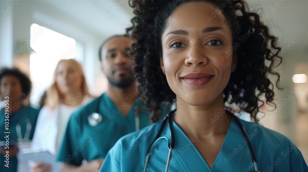 Diverse team of joyful medical professionals standing with arms crossed, collaborating in a healthcare setting, showcasing their expertise and teamwork Diverse team of joyful medical professionals standing with arms crossed, collaborating in a healthcare setting, showcasing their expertise and teamwork