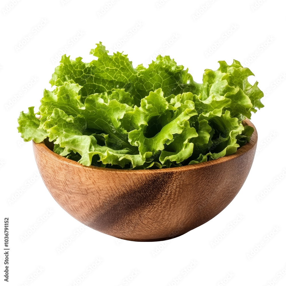 Fresh green lettuce leaves in a wooden bowl arranged on a transparent background for a healthy meal option, lettuce leaf in wood bowl isolated on transparent background Fresh green lettuce leaves in a wooden bowl arranged on a transparent background for a healthy meal option, lettuce leaf in wood bowl isolated on transparent background