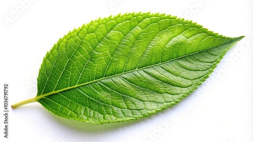 Green leaf isolated on white background with long shot