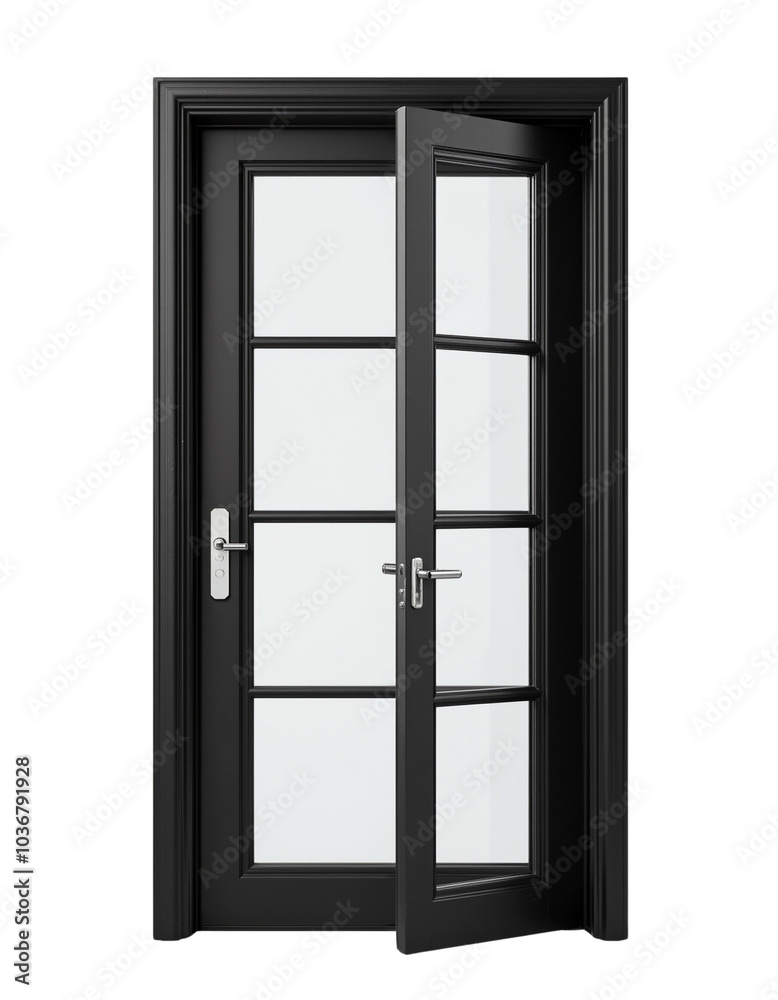 Elegant Black Door with Glass Panels and Modern Handle Design Elegant Black Door with Glass Panels and Modern Handle Design