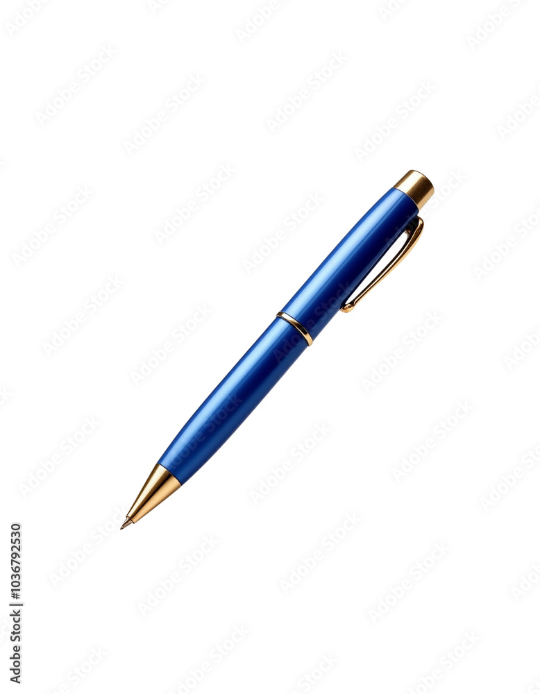 Elegant Blue Metallic Ballpoint Pen with Gold Accents Design Elegant Blue Metallic Ballpoint Pen with Gold Accents Design