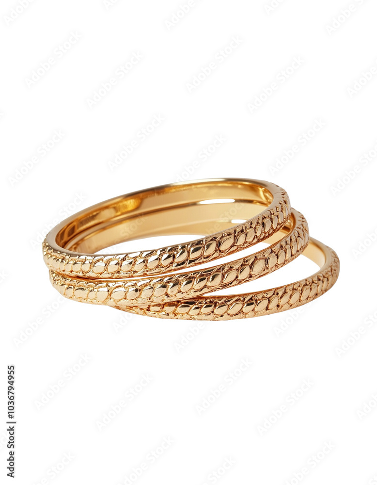 Elegant Three Stackable Gold Bangles with Intricate Design. Elegant Three Stackable Gold Bangles with Intricate Design.